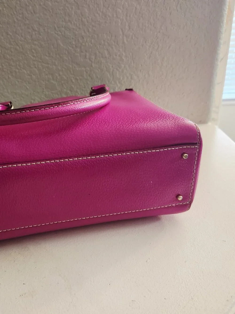Euc Kate Spade NY Fushia Leather Satchel Handbag Purse